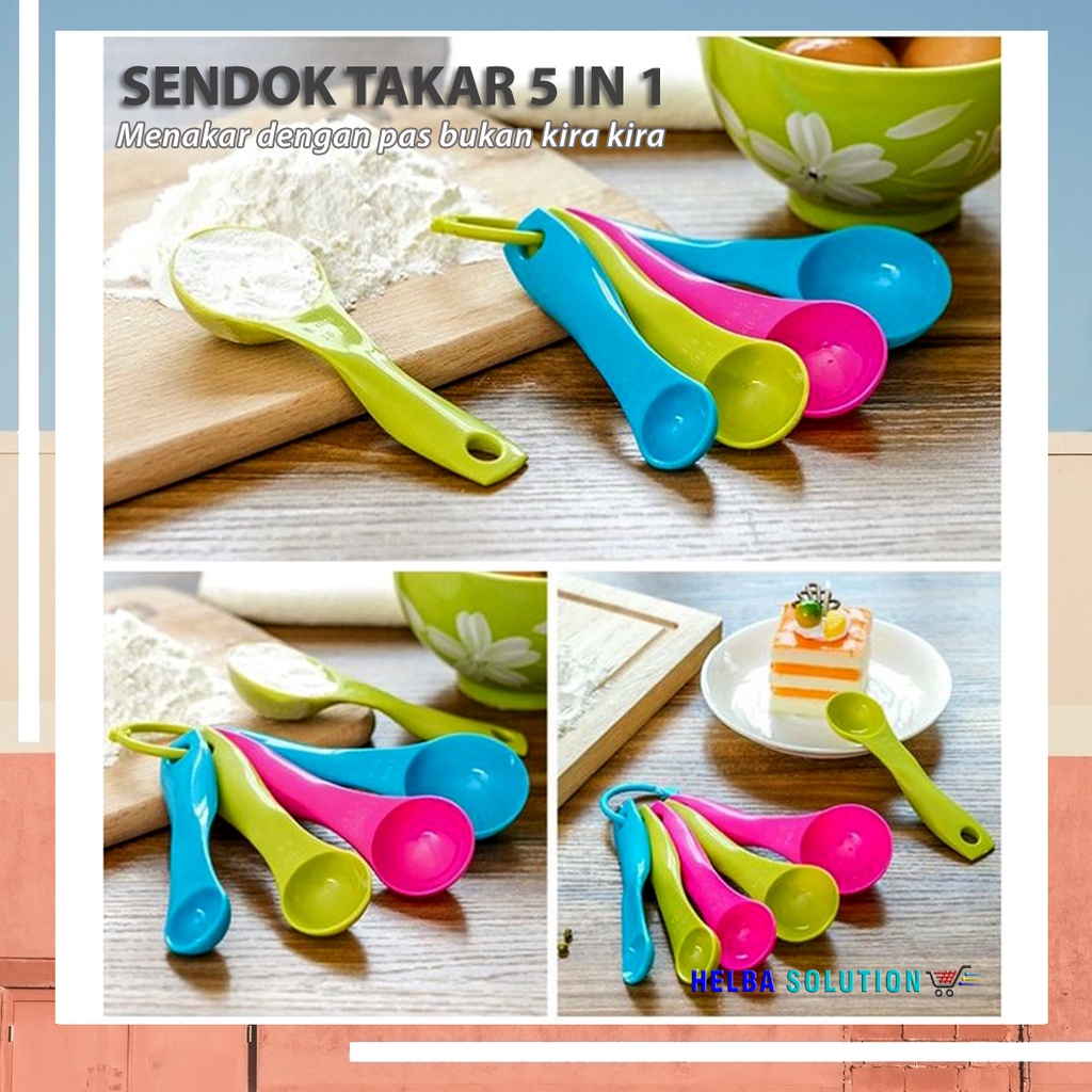 SET Sendok Takar Gram Mili Sendok Takaran Bumbu Obat Sendok Takar Warna Warni Measuring Spoon 5in1