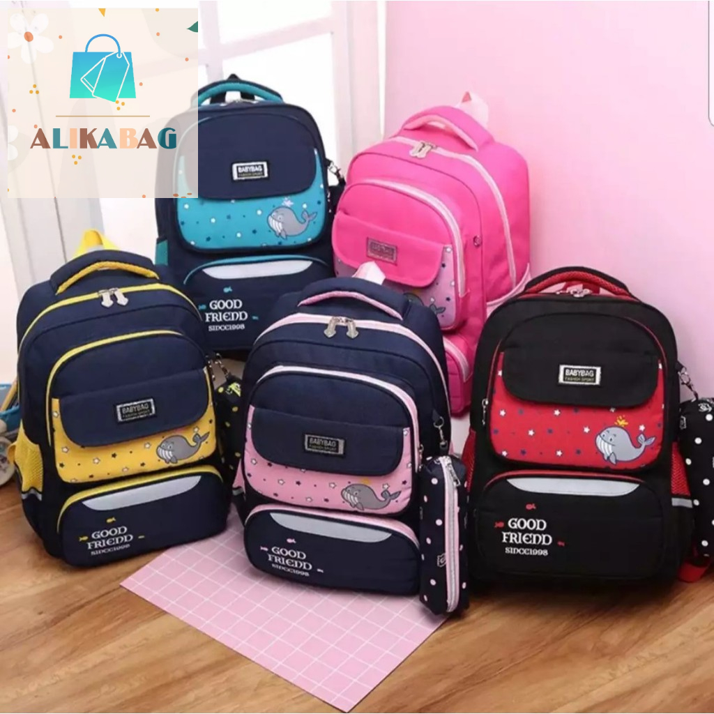 ALIKA BAG - Tas Ransel Sekolah Anak Laki-laki / Perempuan Karakter Paus Laut