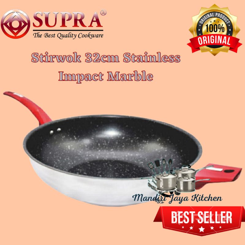 Stirwok Supra 32cm Stainless Impact Marble/Penggorengan/Wajan Supra 32cm 32cm