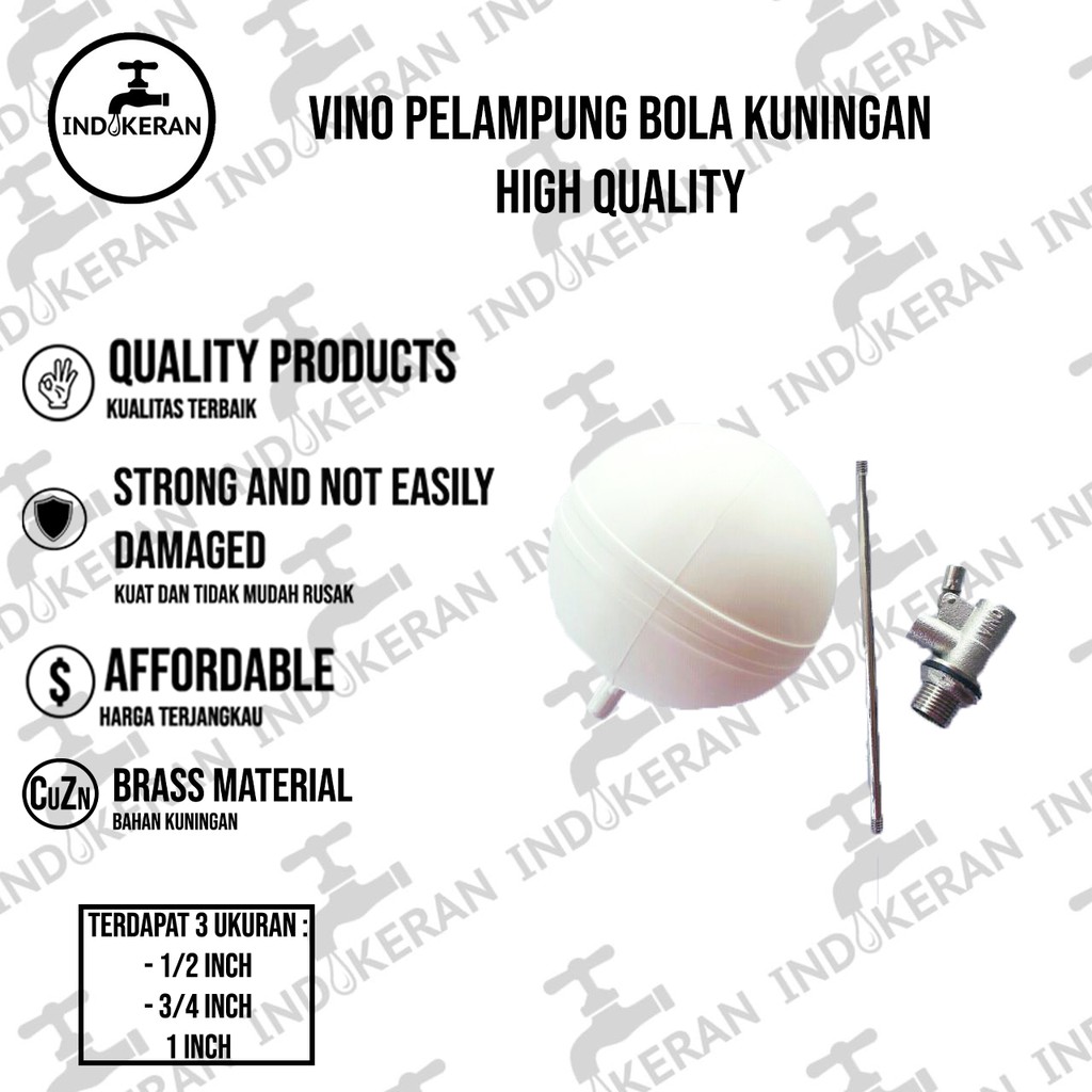 VINO - Plampung Bola Kuningan - 1/2 ,3/4, 1 Inch - High Quality