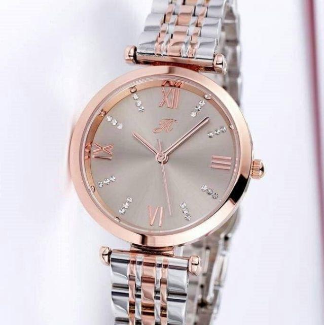 Jam tangan wanita Jt 2139 original Jimshoney jam stainless steel import murah anti air cod realpic-L01 Silver Rose Pink