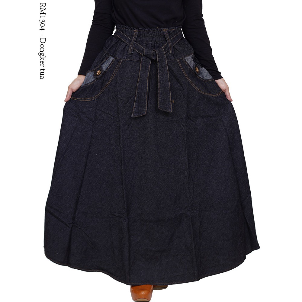 Jual Rok Jeans Panjang Ukuran Jumbo Long Skirt Jeans | Shopee Indonesia