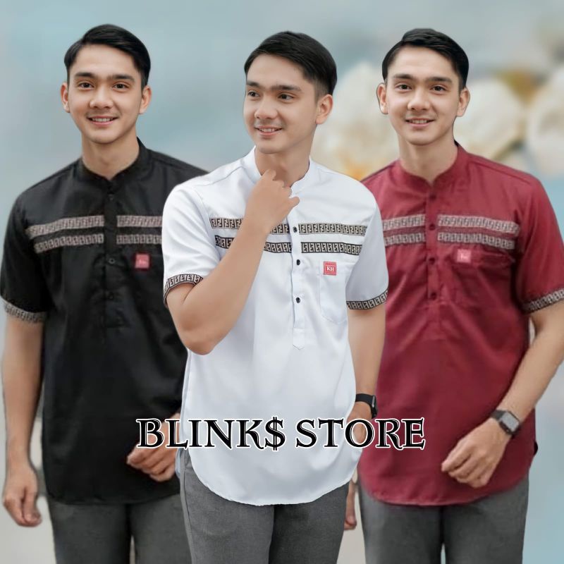 Baju Koko Kurta Pria Lengan Pendek Model FF Koko Pria Terbaru 2022 Size M L XL