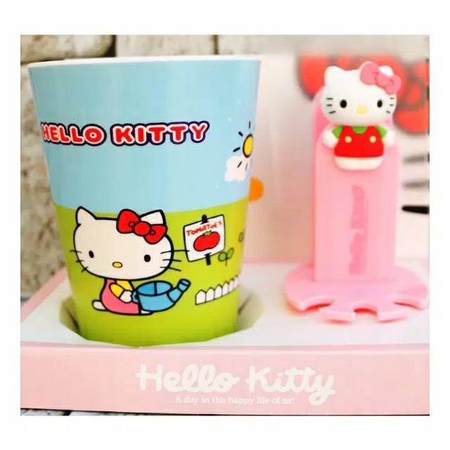 tempat sikat gigi + gelas hello kitty
