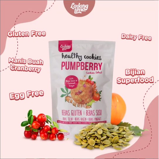 

Ladang Lima Pumpberry Cookies - Kue Sehat Gluten Free, Egg Free, Dairy Free