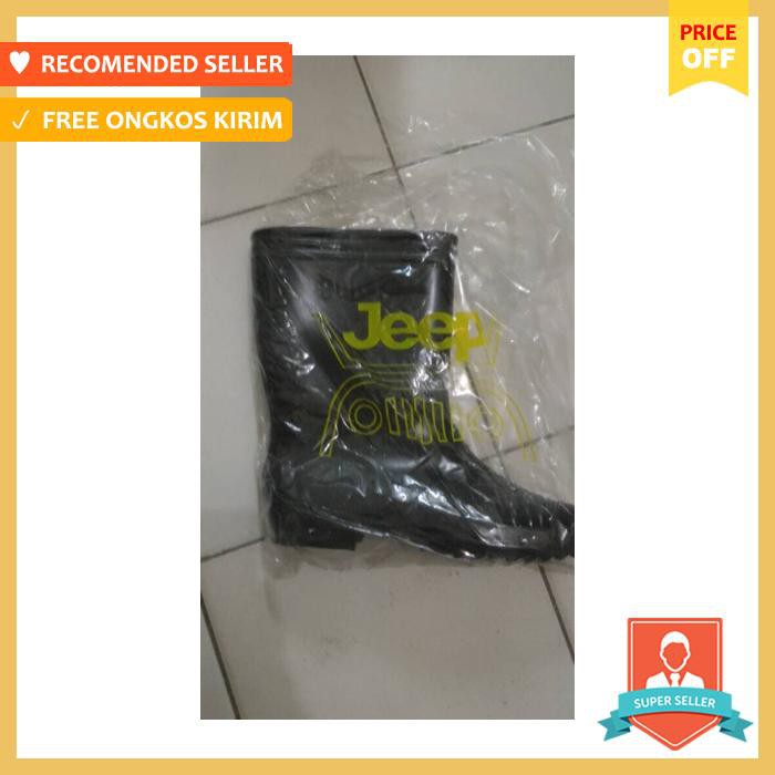 Boots Pria - Sepatu Boot Jeep Karet Hitam Pendek Boots Kerja Proyek Anti Air - Sepatu Pria