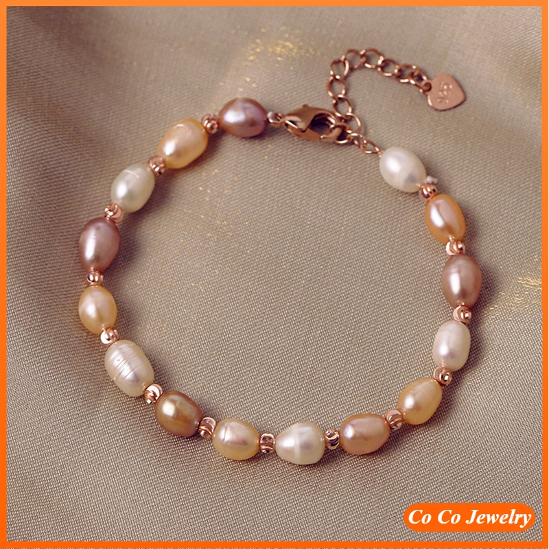 Cultured Freshwater Pearl Bracelet Handmade Small Pearls Beads Bracelets 21cm with Extended Chain