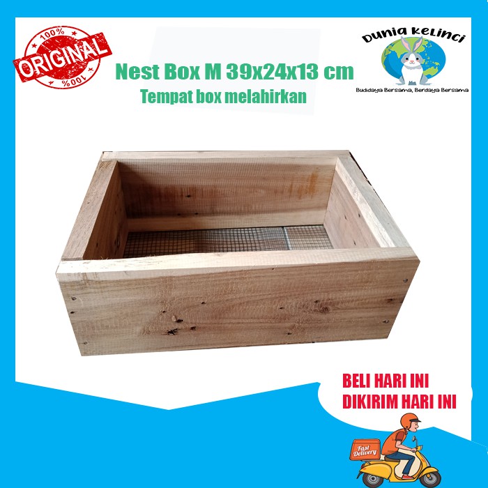 NEST BOX M KOTAK LAHIRAN KELINCI KUCING MARMUT HEWAN 39x24x13 CM