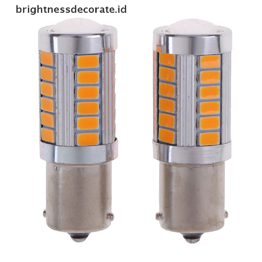 2pcs Lampu Led 1156 Ba15S P21W 33 Smd Super Terang Warna Kuning