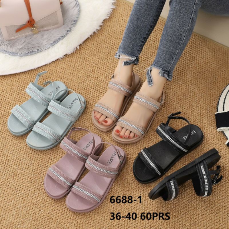 Sandal Jelly Tali Gliter Balance 6688 - Sendal Import Wanita