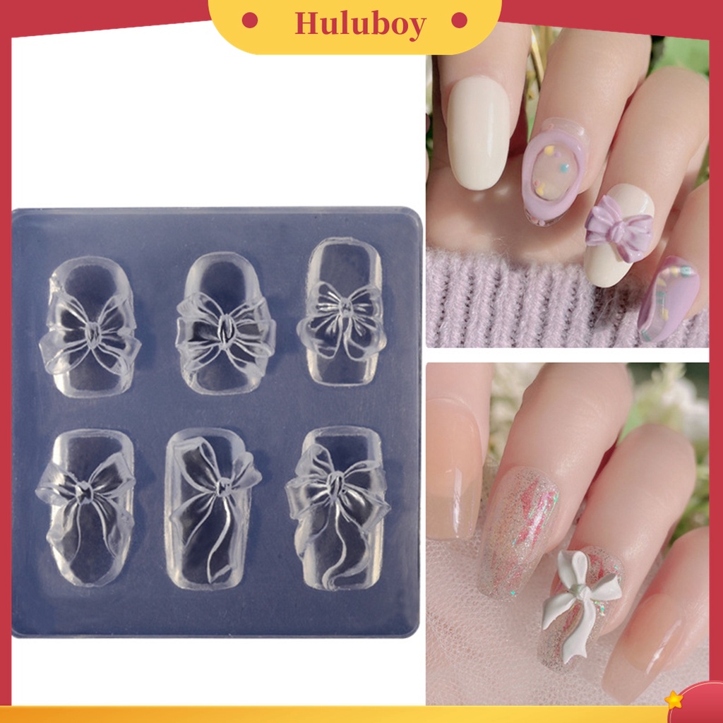 Huluboy Huluboy♡ Cetakan Kuku Tebal Tiga Dimensi Bentuk Pita Untuk Salon