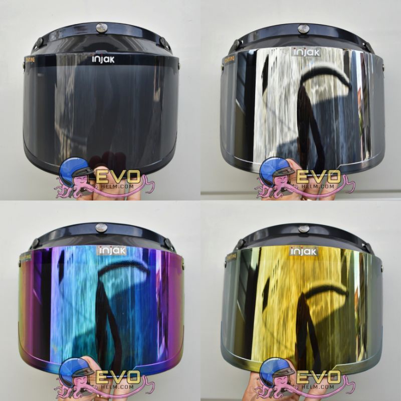 HELM CARGLOSS CFM RETRO ORIGINAL WARNA LENGKAP CARGLOSS KACA DATAR INJAK SILVER PELANGI GOLD BIRU - FREE BUBBLE WARP ( ONGKIR 1KG SAJA )