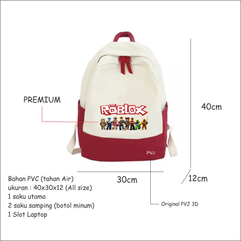 PVJ Tas Roblox Anak Laki Laki Ransel Sekolah Terbaru Backpack School Bag