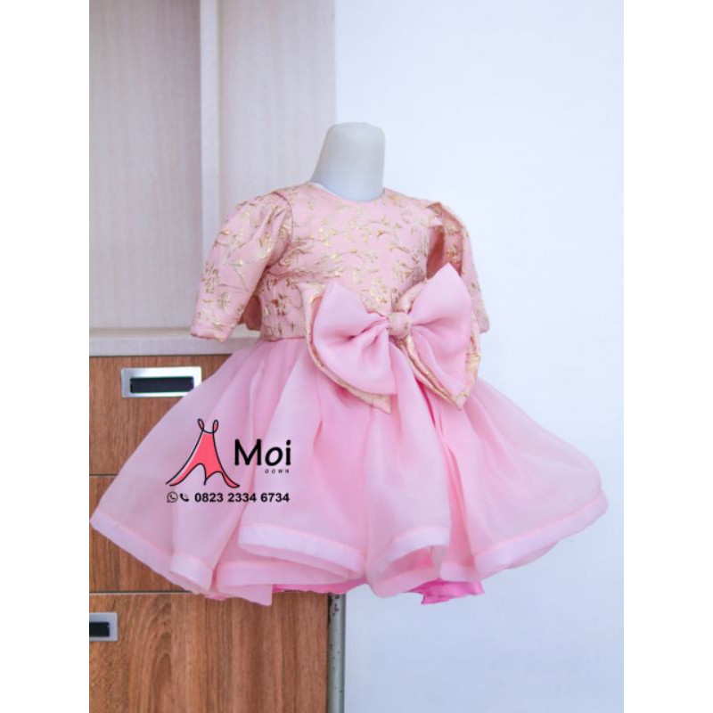 GAUN ANAK PINK GOLD CANTIK