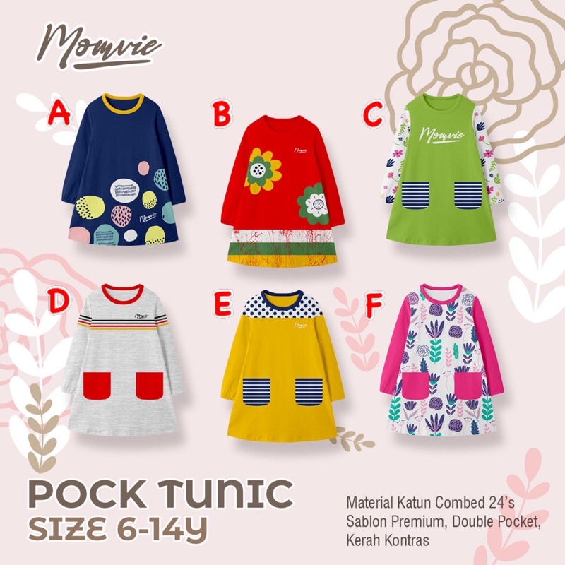 READY POCK TUNIC MOMVIE / tunik paddlekids anak perempuan size 5 - dewasa