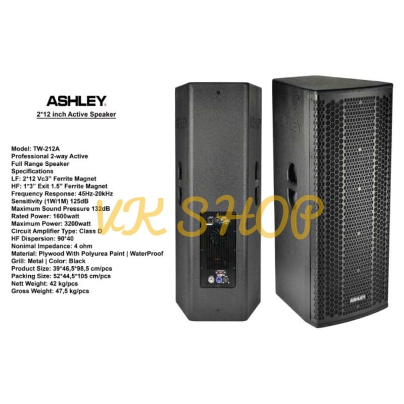 SPEAKER AKTIF ASHLEY TW212A / TW 212A / TW 212 A ORIGINAL 2x12 INCH