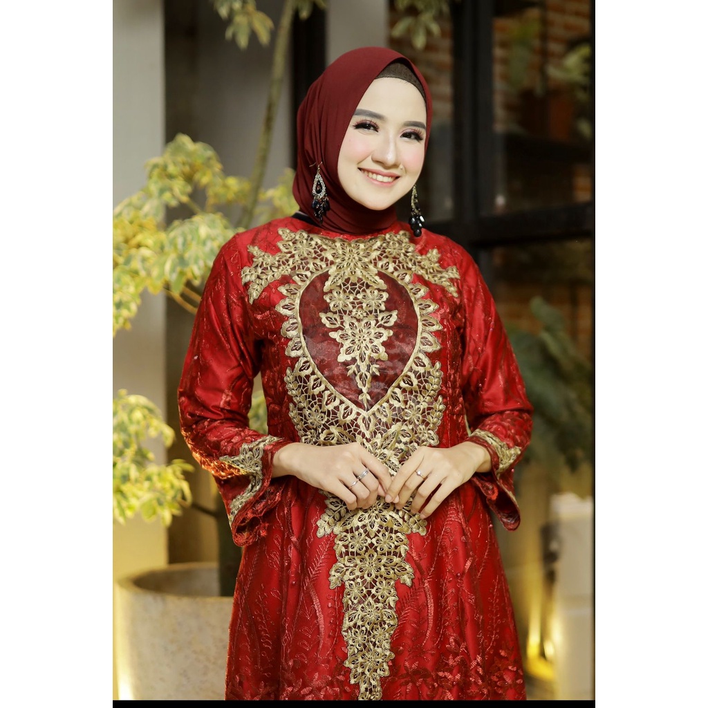 BAJU GAMIS RASAQI / Gamis lumina dress / Gamis tulle brukat / Gamis pesta / Baju kondangan wanita SIZE M L XL XXL