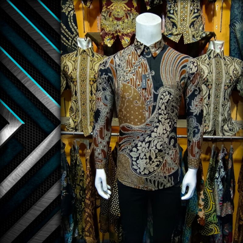 Kemeja Batik Pria Modern Lengan Panjang Casual Modis Slim Fit Trendy Masa Kini