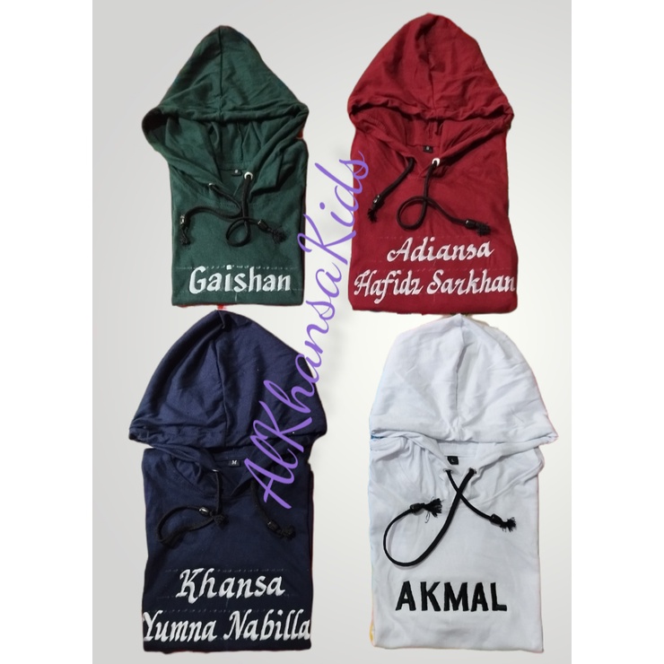 Kaos Kupluk Hoodie Anak Cowo/ Cewe Gratis Bordir Nama Suka Suka