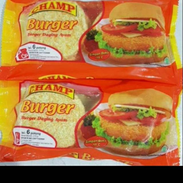 

Champ burger daging ayam isi 6s