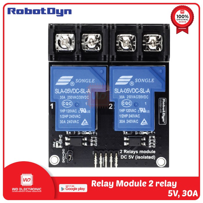 RobotDyn Relay Module 2 relay channel 5V 30A