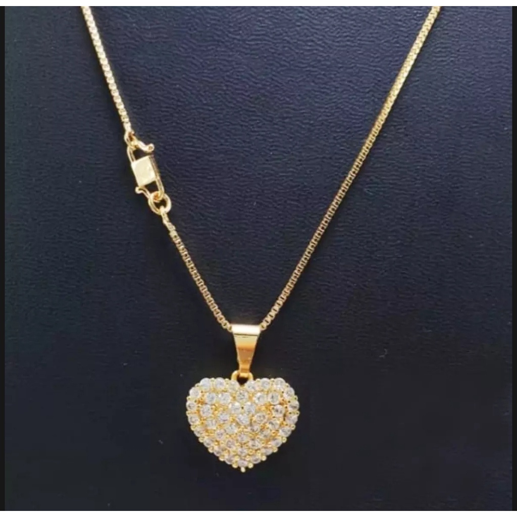 Kalung Itali Free Liontin Bandul Love Lapis Emas Anti Karat Asli Xuping