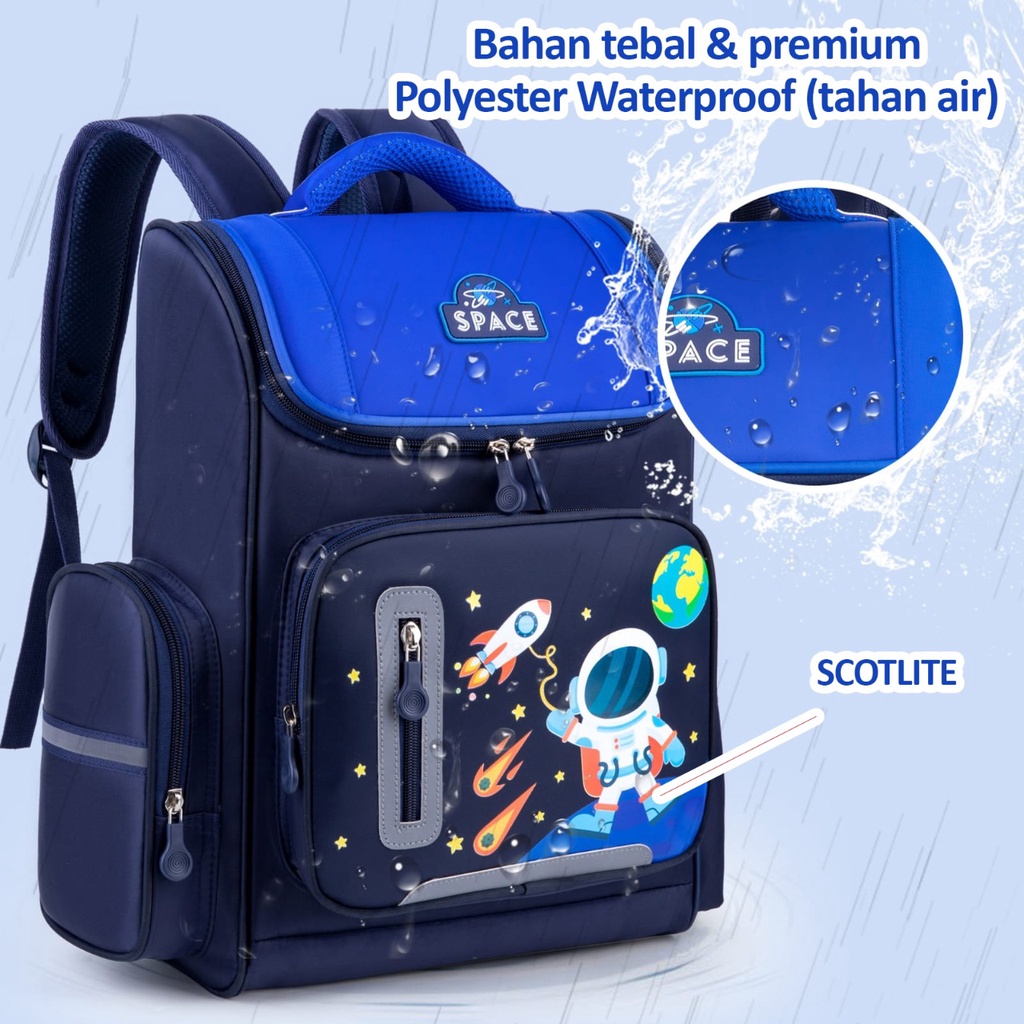 Tas Ransel Anak Laki laki Waterproof Tas Blingberry Original Tas Blingberry motif Astronot tas sekolah Anak TK SD SMP  Ransel tahan air kado ultah anak cowo