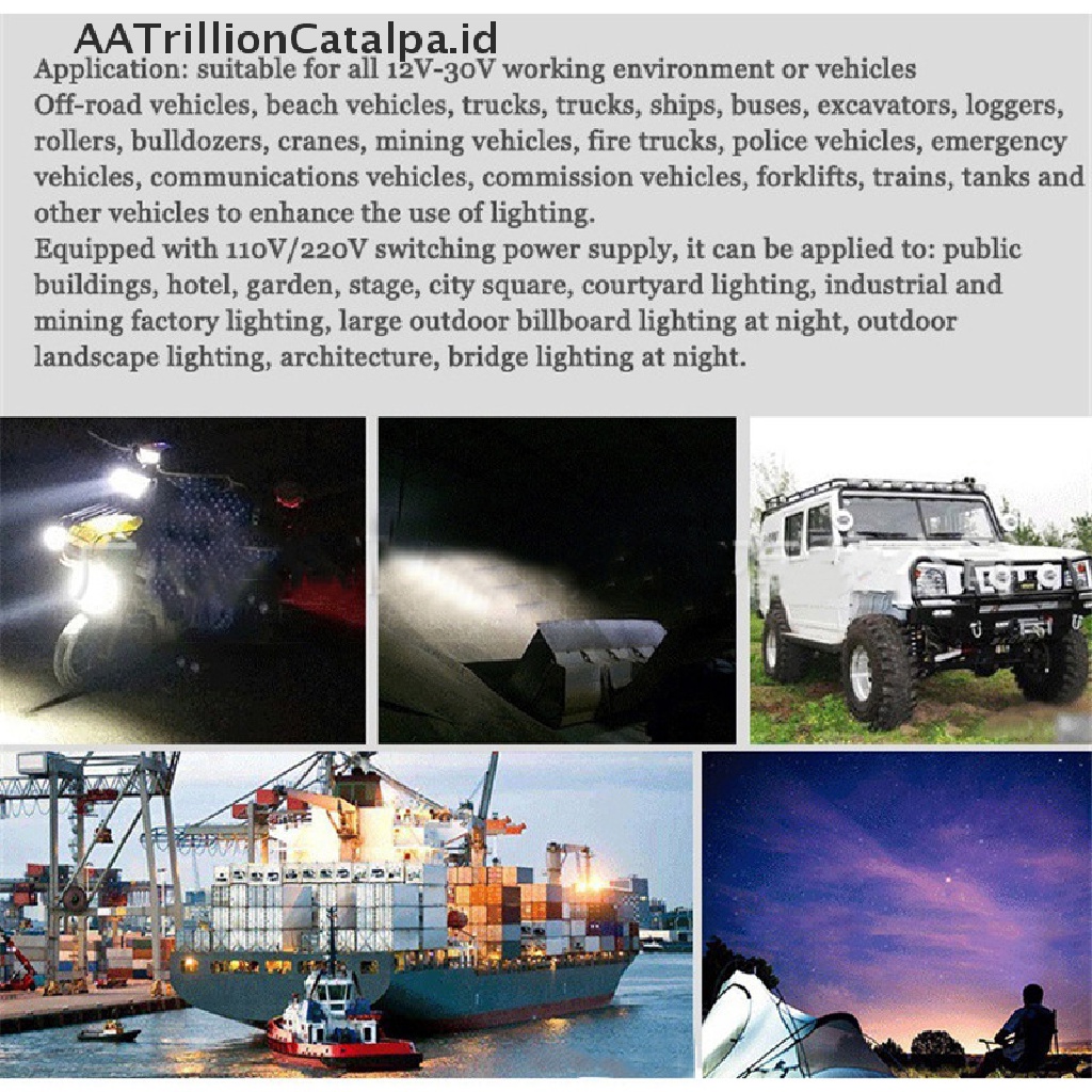 Aatrillioncatalpa Lampu Sorot LED 72W Untuk Mobil Truk SUV Offroad 4WD ATV 4x4