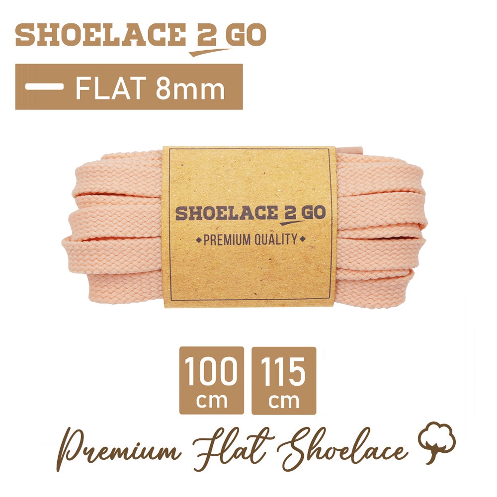 SHOELACE 2 GO PREMIUM TALI SEPATU GEPENG PIPIH FLAT I2 - LIGHT ORANGE - 100CM 115CM