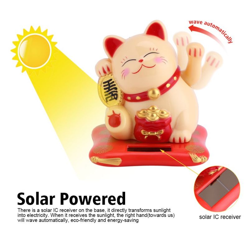 Kucing Maneki Solar/Pajangan Kucing Hoki/Patung Kucing Hoki/Lucky Cat Solar