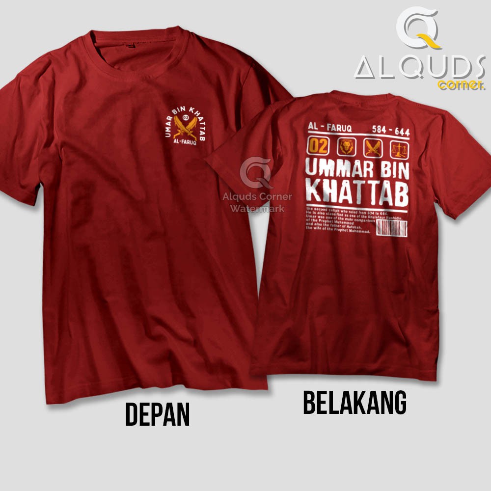 Kaos Dakwah Islami Khalifah UMAR BIN KHATTAB Second Caliph / Baju Distro Santri Tokoh Muslim / 8120-5