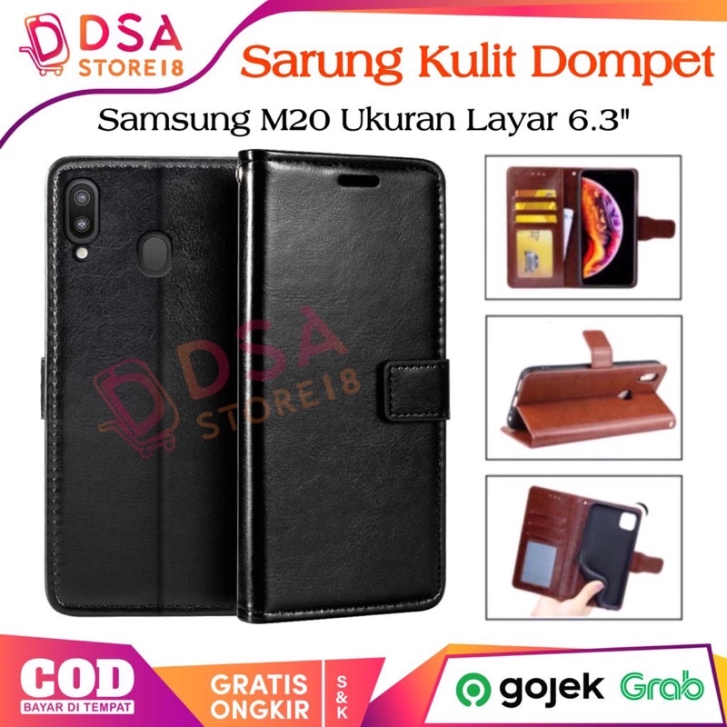 Case Samsung M20 / Casing Samsung M20 / Leather Case Flip Cover Wallet Dompet Hp Casing Kulit