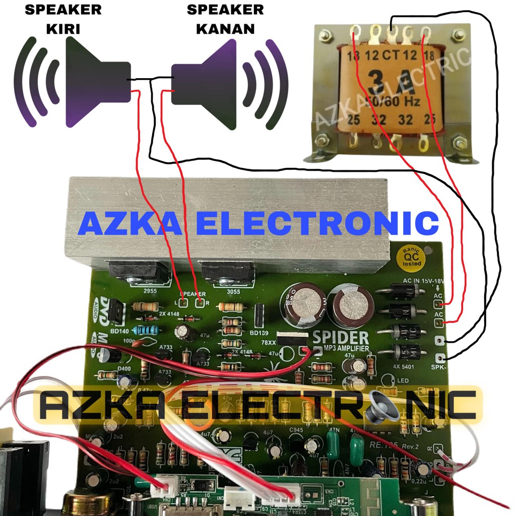 Kit Power Amplifier Speaker Aktif Plus MP3 Bluetooth 750W PMPO