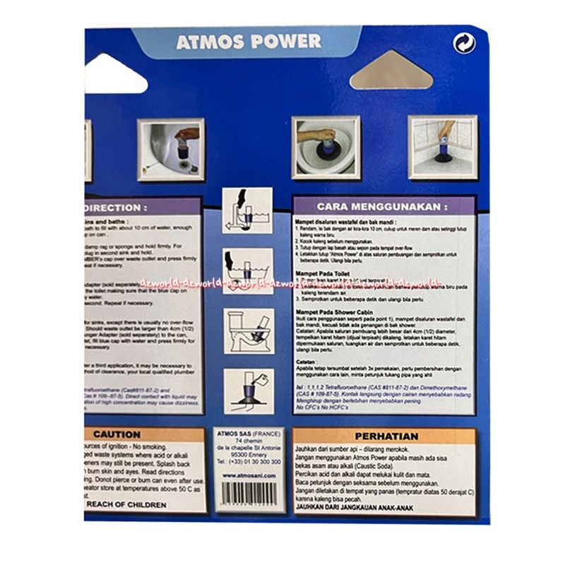 Atmos Power Express Drain Cleaner Alat Pembersih Anti Mapet Express Untuk Toilet Wc Tempat Cuci Piring Mampet Tersumbat Atmospower 1set dengan Alat Permbersih Saluran Pipa