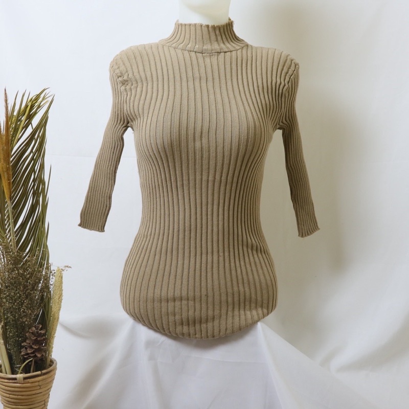 Atasan wanita rajut import premium | Knit TurtleNeck MIDI 3/4