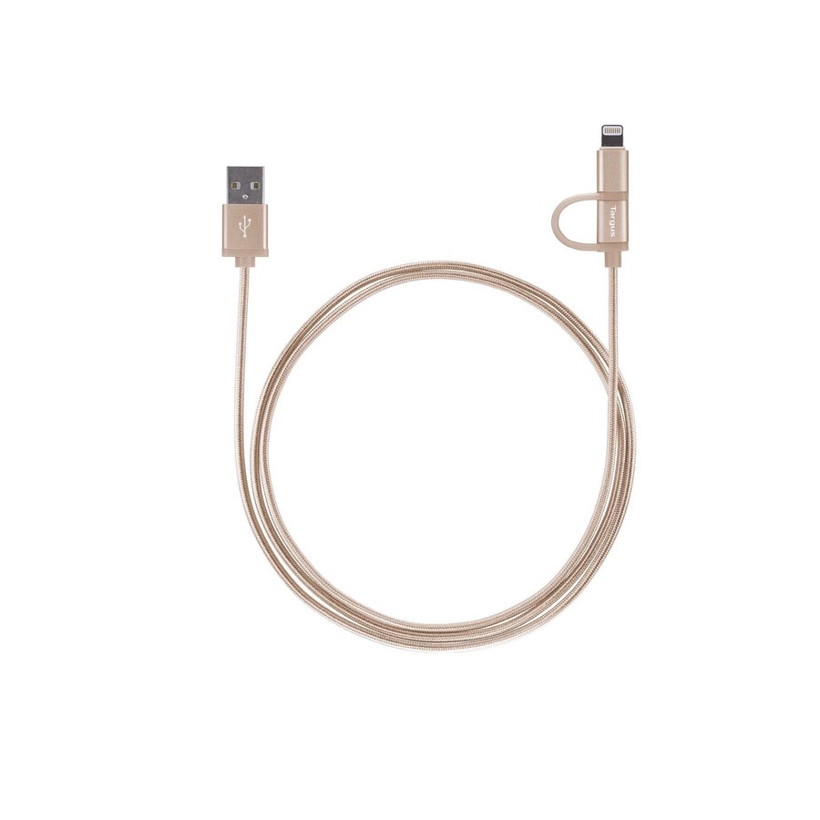 Kabel Data Targus ACC99507AP USB A to Lightning &amp; Micro USB 1.2M 2.4A - GOLD