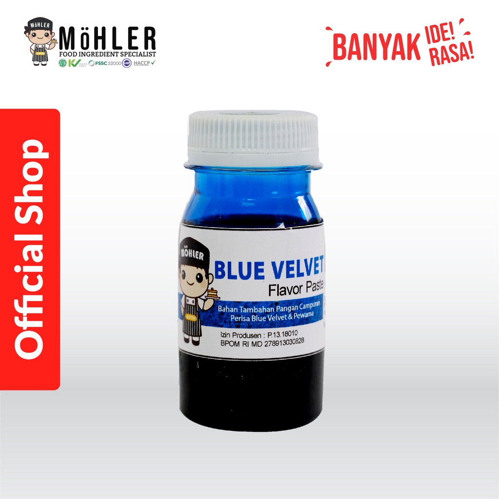 MOHLER Pasta perisa pewarna BLUE VELVET (KLIK KOMBO HEMAT UNTUK  BELI 1 GRATIS 1)