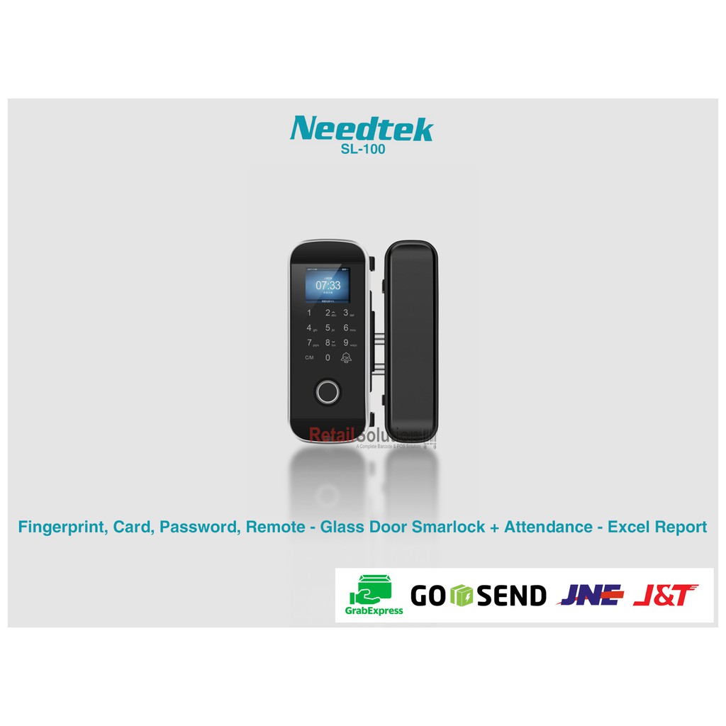 NeedTek SL100 Glass Door Smartlock Attendance - Kunci Elektrik Pintu