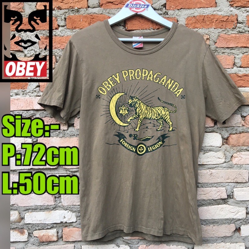 T shirt kaos OBEY PROPAGANDA bootleg parody tag the fly vintage market bukan original second