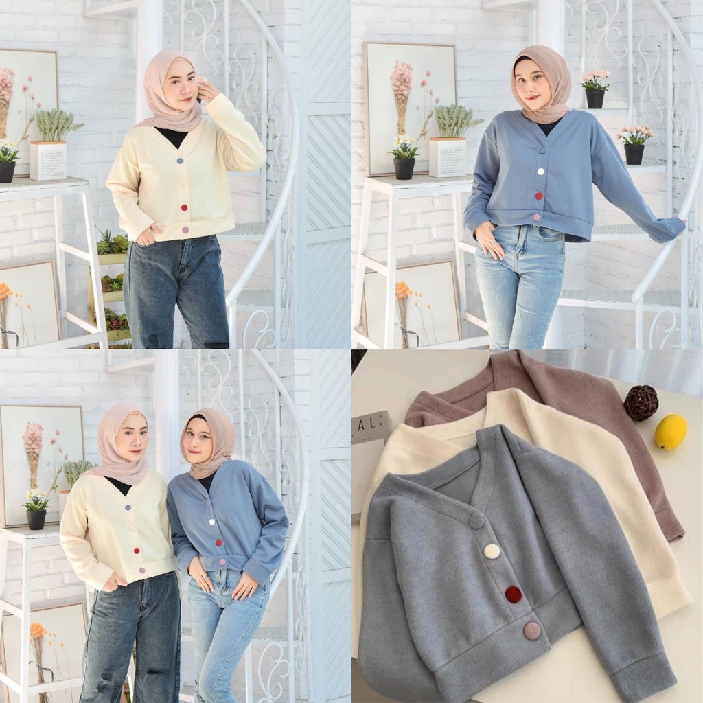 LENKA CROP SWEATER KANCING BAHAN FLEECE TERBARU / SWEATER WANITA / SWEATER WANITA KOREA / SWEATER TE