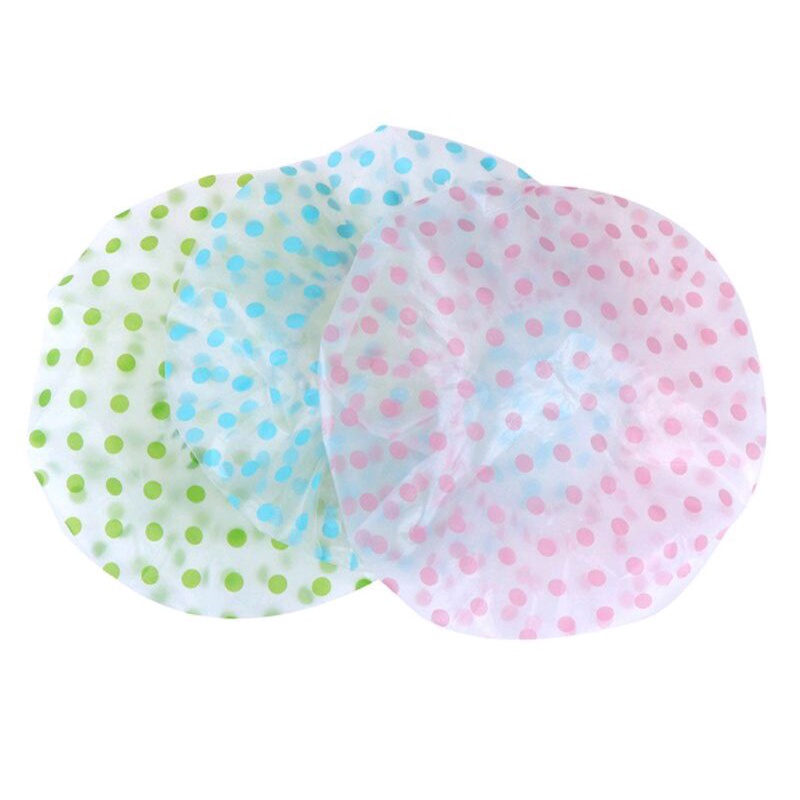 shower cap plastik topi pelindung mandi polkadot