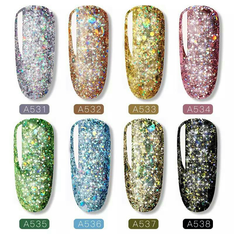 READY STOCK ROSALIND Shiny Diamond Gel Nail Polish UV LED / Kutek / Cat Kuku Bagus Murah