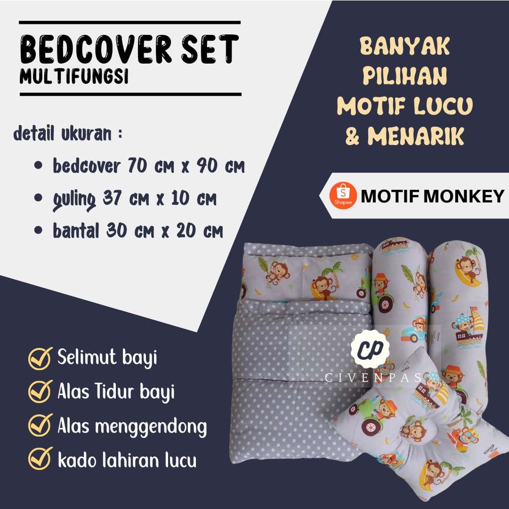 kasur matras bayi set bantal peyang bayi dan 2 guling / kasur bayi alas tidur bayi