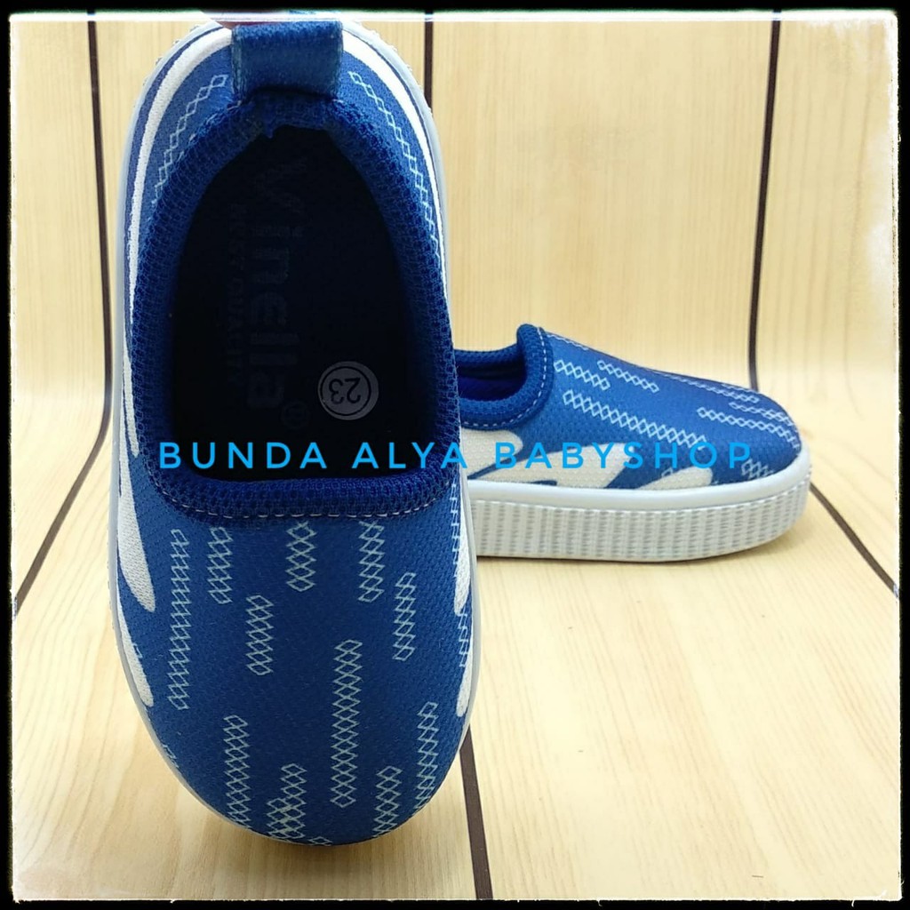 Sepatu Anak Laki Laki Usia 6 7 Tahun Size 34 - 35 BIRU - Sepatu Anak Cowok Balita Slip On Alas Karet Anti Licin