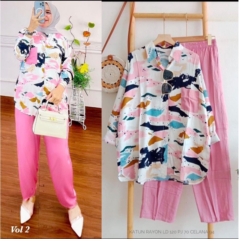 One set Vanessa|setelan Vanessa bahan rayon Import