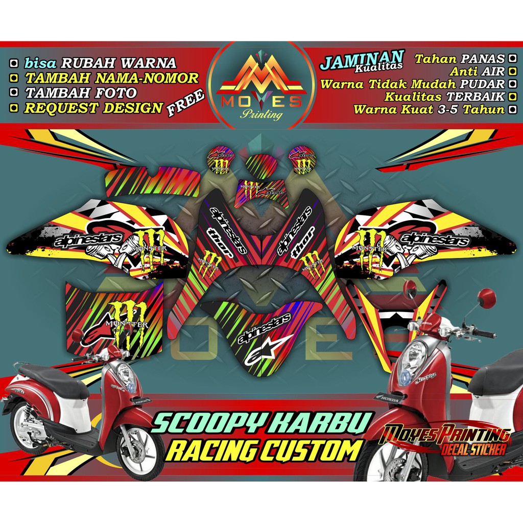 STICKER FULL Body HONDA SCOOPY KARBU DECAL MOTOR SCOOPY OLD KARBU GAMBAR RACING Shopee Indonesia