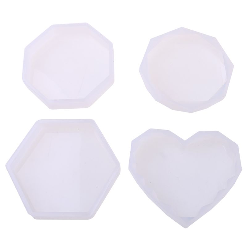 Siy 4pcs / Set Cetakan Kristal Epoxy Bentuk Hati Belah Ketupat Handmade Diy Untuk Dekorasi