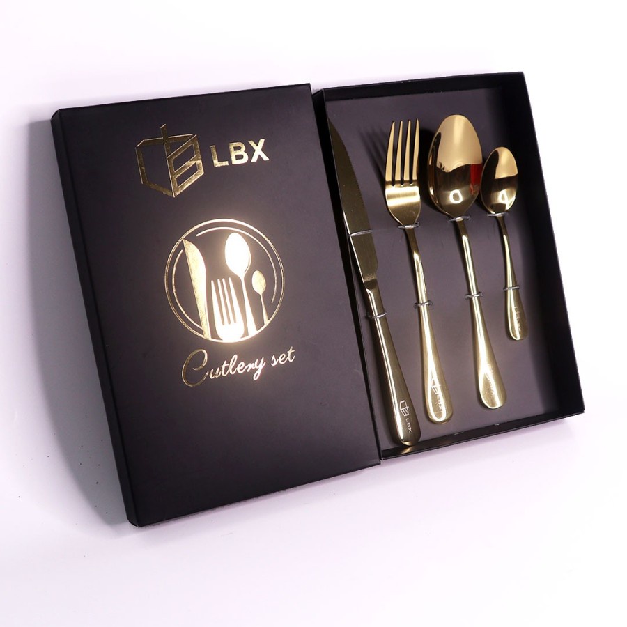 Set Alat Makan Korea Mewah  LBX Cutlery set Sendok garpu pisau Tableware Stainless Steel Sultan Royal Cutlery