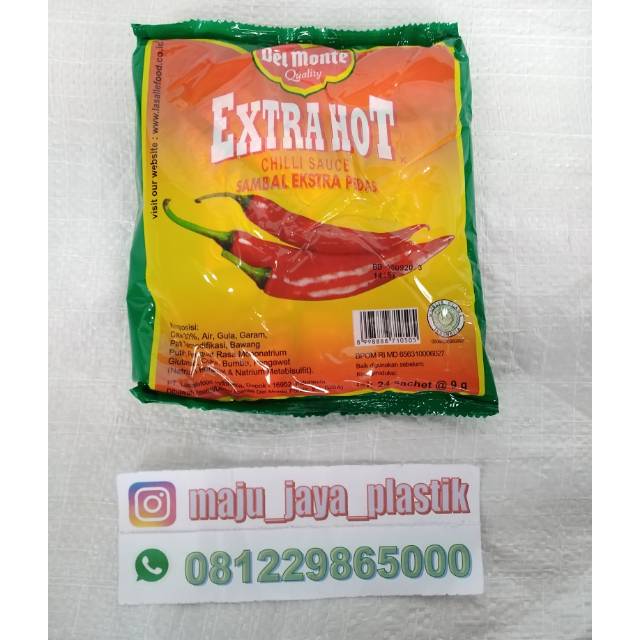 Delmonte sachet saus tomat & sambal extra hot 1pak isi 24