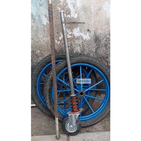 Roda gerobak Behel Mio kecil Ring 14 (Paket Roda Gletrek ban Troli 5 in)